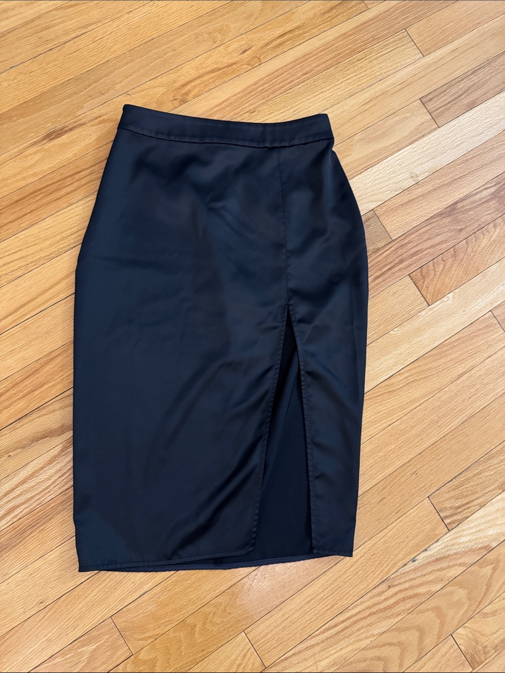 Babaton Black Silky Skirt with Front Slit - Size 2